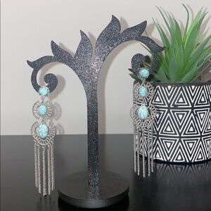 Silver and Turquoise Dangle Earrings (Lightweight)
